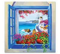 Giallobus - Quadro - Mikki Senkarik - La canzone di Santorini - Vetro acrilico Plexi - 70x70 - Pronto da appendere - Quadri moderni per la casa