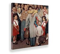 Giallobus - Quadro - Norman Rockwell - Ritorno a casa per Natale - Tela canvas - 50x50 - Pronto da appendere - Quadri moderni per la casa - Vintage - Retrò