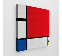 Giallobus - Quadro - Piet Mondrian - Art Mondrian - Tela Standard - 70L x 70l cm - 2 - Rosso, Blu e Giallo - Pronto da appendere - Quadri moderni per la casa