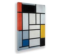 Giallobus - Quadro - Piet Mondrian - Composizione n. 6 con Grande Rosso Giallo e Grigio - Tela canvas - 70x100 - Pronto da appendere - Quadri moderni per la casa