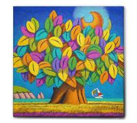 Giallobus - Quadro - Stefano Calisti - Albero della felicità - Tela Canvas Telaio Standard - 70L x 70l cm - Pronto da appendere - Quadri moderni per la casa