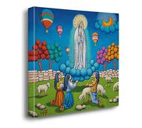 Giallobus - Quadro - Stefano Calisti - Capezzale Moderno - Madonna di Fatima - Tela Canvas Telaio Premium Alto Spessore - 50x50 - Pronto da Appendere - Quadri Moderni per la casa