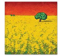 Giallobus - Quadro - Stefano Calisti - Cielo rosso con albero - Vetro acrilico - 50x50 - Pronto da appendere - Quadri moderni per la casa