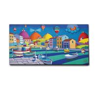 Giallobus - Quadro - Stefano Calisti - Mare barche mongolfiere - Tela Canvas Telaio Standard - 140x70 - Pronto da appendere - Quadri moderni per la casa