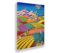 Giallobus - Quadro - Stefano Calisti - Paesaggio con vigna e montagna - Tela canvas - 50x70 - Pronto da appendere - Quadri moderni per la casa