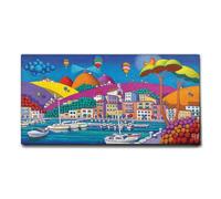 Giallobus - Quadro - Stefano Calisti - Porto onirico - Tela Canvas Telaio Standard - 140x70 - Pronto da appendere - Quadri moderni per la casa