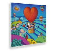 Giallobus - Quadro - Stefano Calisti - Toro e mucca in mongolfiera - Tela canvas - 100x100 - Pronto da appendere - Quadri moderni per la casa