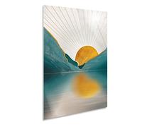 Giallobus - Quadro - Tramonto sul lago - Natura geometrica - Vetro acrilico - 50x70 - Pronto da appendere - Quadri moderni per la casa