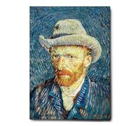 Giallobus - Quadro - Vincent Van Gogh - Autoritratto con cappello di feltro grigio - Tela Canvas Telaio Standard - 70L x 100l cm - Pronto da appendere - Quadri moderni per la casa