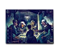Giallobus - Quadro - Vincent Van Gogh - I mangiatori di patate 2 - Tela Canvas Telaio Standard - 50L x 35l cm - Pronto da appendere - Quadri moderni per la casa