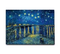 Giallobus - Quadro - Vincent Van Gogh - Notte stellata sul Rodano - Tela Canvas Telaio Standard - 50x35 - Pronto da appendere - Quadri moderni per la casa