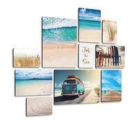 Giallobus - Set 10 Quadri Multi Pannello - Beach Life - Legno MDF - - 2 x 42x29,7cm - 4 x 29,7x21cm - 4 x 21x14,85cm - - Pronti da Appendere - Quadri Moderni per la casa