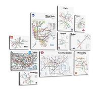 Giallobus - Set 10 Quadri Multi Pannello - Città - Metropolitan 01 - Legno MDF - | 2 x 42x29,7cm | 4 x 29,7x21cm | 4 x 21x14,85cm | - Pronti da Appendere - Quadri Moderni per la casa