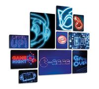 Giallobus - Set 10 Quadri Multi Pannello - Game Night - Legno MDF - | 2 x 42x29,7cm | 4 x 29,7x21cm | 4 x 21x14,85cm | - Pronti da Appendere - Quadri Moderni per la casa