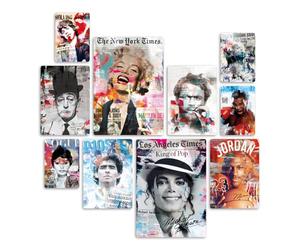 Giallobus - Set 10 quadri Multi pannello - Icone tribute 2 - Legno Mdf - - 2 x 29,7x42cm - 4 x 21x29,7cm - 4 x 14,85x21cm - - Pronti da appendere - Quadri moderni per la casa