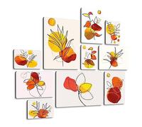 Giallobus - Set di 10 dipinti a pannelli multipli - floreali 1 - MDF - 10 Quadri| 2 x 42 x 29,7 cm | 4 x 29,7 x 21 cm | 4 x 21 x 14,85 cm | - Pronto da appendere - Quadri per la casa moderna