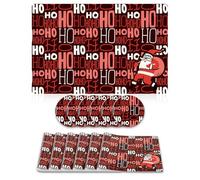 Giallobus - Set tavola 12 pezzi - Natale - Tovagliette e sottobicchieri - PVC - 45L x 30l cm - 02_Hohoho - 6+6pz, Antiscivolo, Sottopiatto lavabile