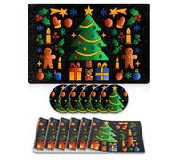 Giallobus - Set tavola 12 pezzi - Natale - Tovagliette e sottobicchieri - PVC - 45L x 30l cm - 09_Christmas glow - 6+6pz, Antiscivolo, Sottopiatto lavabile