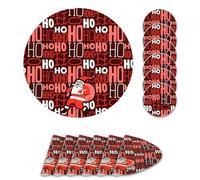 Giallobus - Set tavola 12 pezzi - Natale - Tovagliette e sottobicchieri - TNT - 35L x 35l cm - 02_Hohoho - 6+6pz, Antiscivolo, Sottopiatto lavabile
