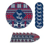 Giallobus - Set tavola 12 pezzi - Natale - Tovagliette e sottobicchieri - TNT - 35L x 35l cm - 03_Ugly sweater - 6+6pz, Antiscivolo, Sottopiatto lavabile