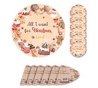 Giallobus - Set tavola 12 pezzi - Natale - Tovagliette e sottobicchieri - TNT - 35L x 35l cm - 04_All I want - 6+6pz, Antiscivolo, Sottopiatto lavabile