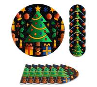 Giallobus - Set tavola 12 pezzi - Natale - Tovagliette e sottobicchieri - TNT - 35L x 35l cm - 09_Christmas glow - 6+6pz, Antiscivolo, Sottopiatto lavabile