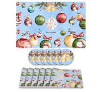 Giallobus - Set tavola 12 pezzi - Natale - Tovagliette e sottobicchieri - TNT - 45L x 30l cm - 05_Magic of Christmas - 6+6pz, Antiscivolo, Sottopiatto lavabile