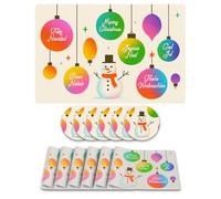Giallobus - Set tavola 12 pezzi - Natale - Tovagliette e sottobicchieri - TNT - 45L x 30l cm - 07_Snowman Pop - 6+6pz, Antiscivolo, Sottopiatto lavabile