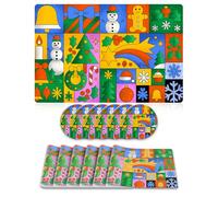 Giallobus - Set tavola 12 pezzi - Natale - Tovagliette e sottobicchieri - TNT - 45L x 30l cm - 08_Patchwork - 6+6pz, Antiscivolo, Sottopiatto lavabile