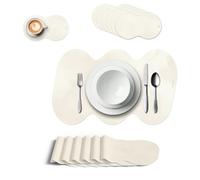 Giallobus - Set tavola 12 pezzi - Set tavola ONDA - Tovagliette e sottobicchieri - PVC - 50Lx30l cm - 07_Pigment white - 6+6pz, Antiscivolo, Sottopiatto lavabile