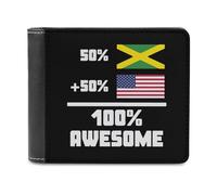 Giamaicano e Americano 100% Impressionante Uomini Bifold Portafoglio Slim Cash Card Holder Borsa in Pelle, Stile:, Taglia unica