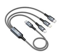 GIANAC 100W Cavo USB C Ricarica Multiplo [0.5M] Cavo Ricarica Multiplo,PD [100W]+USB C a Lightning[27W]+USB C a Micro [10W] per Galaxy,Huawei,MacBook,iPhone 15 14 13