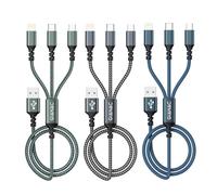 GIANAC Multi Cavo di Ricarica,3pack [1.2M] 3 in 1 Multiplo Cavetto con Micro USB Tipo C Lightning interfaccia Cavo USB di Ricarica USB iPhone X/XS/XS Max