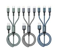 GIANAC Multi Cavo di Ricarica [3pack 2M] 3 in 1 Multiplo Cavetto con Micro USB Tipo C Lightning interfaccia Cavo USB di Ricarica USB per iPhone X/XS/XS,Huawei,Honor,MateBook,Xiaomi