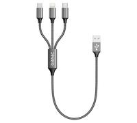 GIANAC Multi USB Cavo di ricarica universale [0,5 M] Veloce 3 in 1 Multiplo iP Micro USB tipo C Lightning Cable per iPhone, Android Galaxy, Huawei, Oneplus, Sony, LG, Honor View-Gray