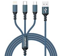 GIANAC Multi USB Cavo di ricarica universale [0,5 M] Veloce 3 in 1 Multiplo iP Micro USB tipo C Lightning Cable per iPhone, Android Galaxy, Huawei, Oneplus, LG, Honor View