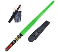 Gianby Spade luminose per bambini, spade luminose verdi con suono FX, set di spade leggere espandibili per guerrieri Galaxy War Fighter, feste in costume di Halloween (con clip per cintura)