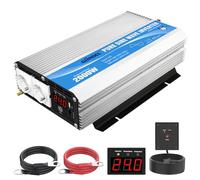 GIANDEL Invertitore da 24 V a 230 V, sinus puro, 2000 W, convertitore di tensione per camper, camion, convertitore con indicatore LED, telecomando, due prese UE e USB da 2,4 A