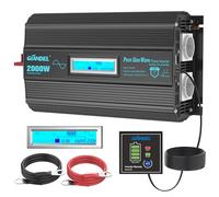 GIANDEL Invertitore sinusoidale puro da 2000 W, 12 V a 230 V, con design ad anello magnetico, cavo batteria in rame puro, compatibile con batteria al litio, schermo LCD per camper, camion