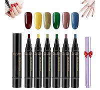 Gianii Nail Pen, Trygiani Nails Pen, 3 in 1 Quick Dry Nail Polish Pens, 36 Color Nailpolish Gelpen 8 Ml, for DIY Nail Art Design, Easy Nails Polish Pens for Women (E)