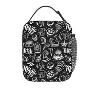 Gianlaima Scatola termica per il pranzo con teschio di Halloween, strega magica, per donne e uomini, borsa termica portatile riutilizzabile per ufficio, lavoro, viaggi, picnic, campeggio, spiaggia