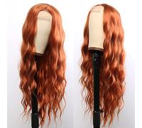 GIANNAY Parrucca arancione con pizzo frontale, capelli lunghi e ricci, sintetica, per donne bianche e nere, parrucca da fata colorata a onde profonde per Halloween, cosplay e feste