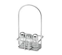 Giannini Extragourmet Oliera portabottiglie con Spargisale, Spargipepe e Portastecchi incartati Acciaio inox