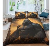 Giant ape standingcopripiumino Set di 3 Pezzi stampa 3D cerniera nascosta Fantasy creature art Set Di Copripiumino incluso federe per cuscini aiosa for bambini e adolescenti Super king（260x220cm）