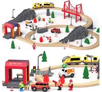 Giant bean Ferrovia in Legno, Set da 72 Pezzi Trenino Legno Bambini