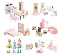 Giant Bean Set Mobili Casa Bambole Legno 36 Pezzi Rosa
