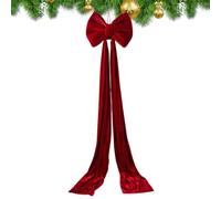 Giant Bow Christmas Tree - Pre Tied Large Decorative Ornament, Elegant Reusable Design, Eye Catching Accent for Indoor Home Door and Staircase Decoration for Holiday Fall Displays, Red Gold 16 Inches