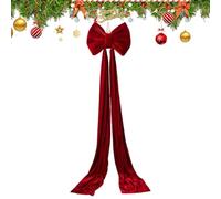 Giant Bow Christmas Tree - Pre Tied Large Decorative Ornament, Elegant Reusable Design, Eye Catching Accent for Indoor Home Door and Staircase Decoration for Holiday Fall Displays, Red Gold 16 Inches