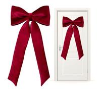 Giant Christmas Bow - 15x46 Inch Burgundy Satin, Long Tail Decoration | Tree Topper Bow, Large Holiday Accent | Velvet Festive Ornament for Christmas Trees Doors Wedding Birthday Party Back