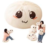 Giant Cute Dumpling & Steamed Bun Plush Toy,Backrest Pillows with Lovely Faces,Soft Cozy Sleeping Stuffed Pillow,Funny Adorable Food Themed Pillow (Happy Steamed Bun40cm/16in)